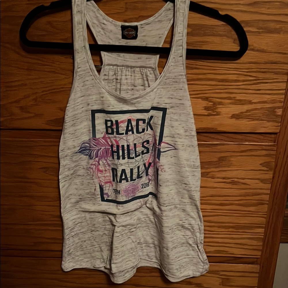 Harley-Davidson Gray Racerback Tank Top with Graphic Design